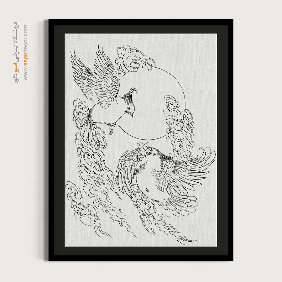 تابلو مینیاتور خطی با رنگ مشکی سفید - گلنقش – تابلو مینیاتور خطی - اسپو دکور