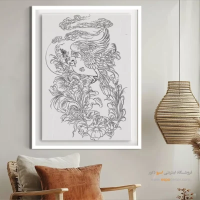 تابلو با طرح ایرانی برای دکوراسیون داخلی - کیان‌خط – تابلو مینیاتور خطی - اسپو دکور