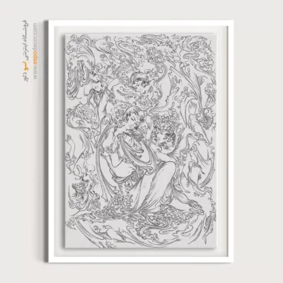 تابلو با طرح ایرانی با چاپ باکیفیت - خیال‌نما – تابلو مینیاتور خطی - اسپو دکور