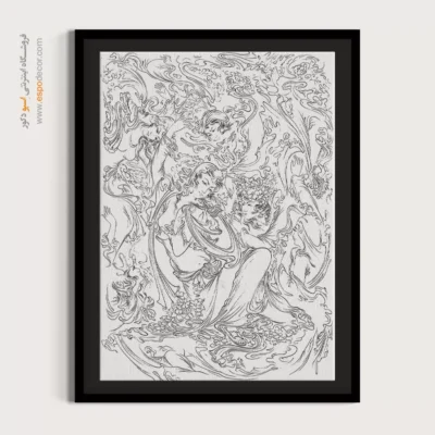 تابلو با طرح ایرانی با چاپ باکیفیت - خیال‌نما – تابلو مینیاتور خطی - اسپو دکور