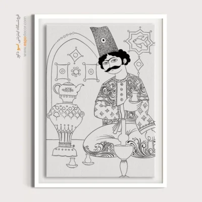 تابلو طراحی دستی برای اتاق خواب - میناسرا – تابلو مینیاتور خطی - اسپو دکور