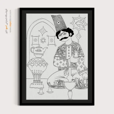 تابلو طراحی دستی برای اتاق خواب - مینا‌سرا – تابلو مینیاتور خطی - اسپو دکور