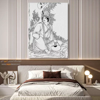 تابلو با طرح ایرانی با طرح خطی ساده - هورافشان – تابلو مینیاتور خطی - اسپو دکور