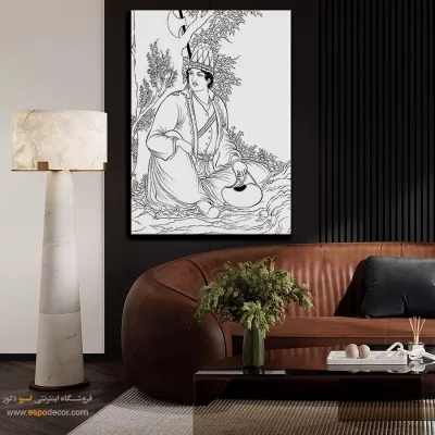 تابلو با طرح ایرانی با طرح خطی ساده - هورافشان – تابلو مینیاتور خطی - اسپو دکور