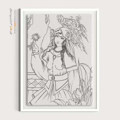 تابلو نقاشی سیاه و سفید برای اتاق خواب - شهاب‌نشان – تابلو مینیاتور خطی - اسپو دکور