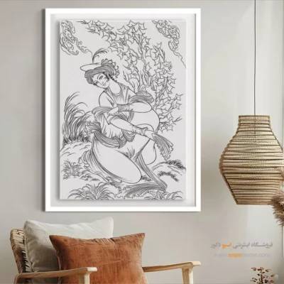 تابلو طراحی دستی با سبک ایرانی - مِهراز – تابلو مینیاتور خطی - اسپو دکور