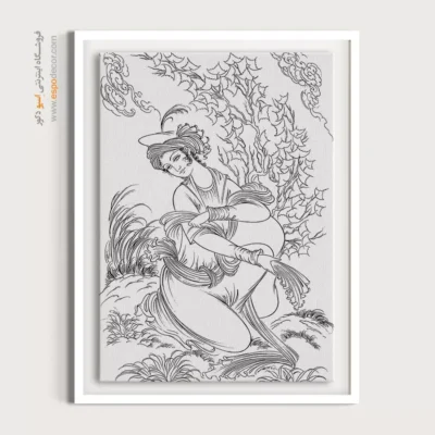 تابلو طراحی دستی با سبک ایرانی - مِهراز – تابلو مینیاتور خطی - اسپو دکور