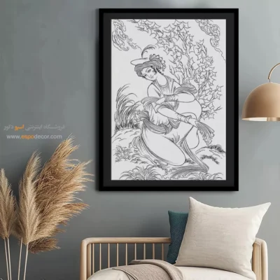 تابلو طراحی دستی با سبک ایرانی - مِهراز – تابلو مینیاتور خطی - اسپو دکور