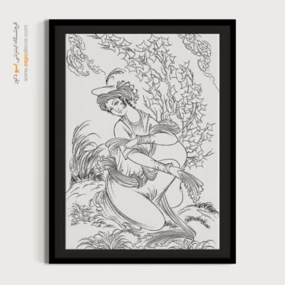 تابلو طراحی دستی با سبک ایرانی - مِهراز – تابلو مینیاتور خطی - اسپو دکور