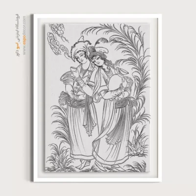 تابلو دکوراتیو خطی دیواری هنری - پریچهر – تابلو مینیاتور خطی - اسپو دکور