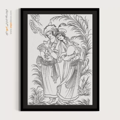 تابلو دکوراتیو خطی دیواری هنری - پریچهر – تابلو مینیاتور خطی - اسپو دکور