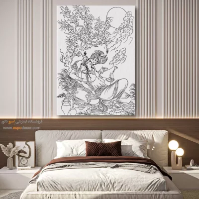 تابلو طراحی دستی با طراحی مدرن - موجینه – تابلو مینیاتور خطی - اسپو دکور