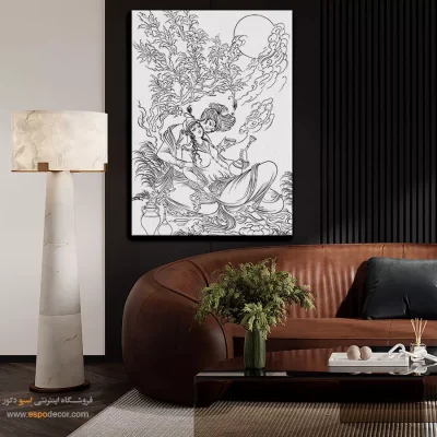 تابلو طراحی دستی با طراحی مدرن - موجینه – تابلو مینیاتور خطی - اسپو دکور