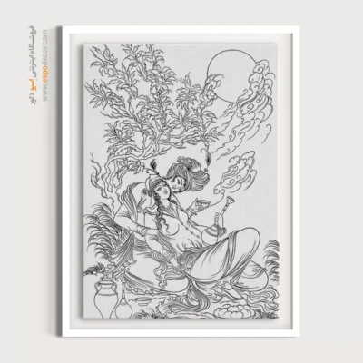 تابلو طراحی دستی با طراحی مدرن - موجینه – تابلو مینیاتور خطی - اسپو دکور