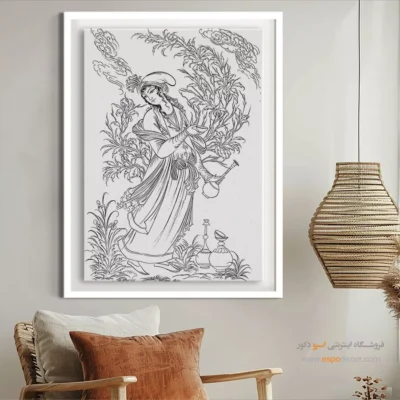 تابلو مینیاتور خطی با قاب مدرن - نورنشان – تابلو مینیاتور خطی - اسپو دکور