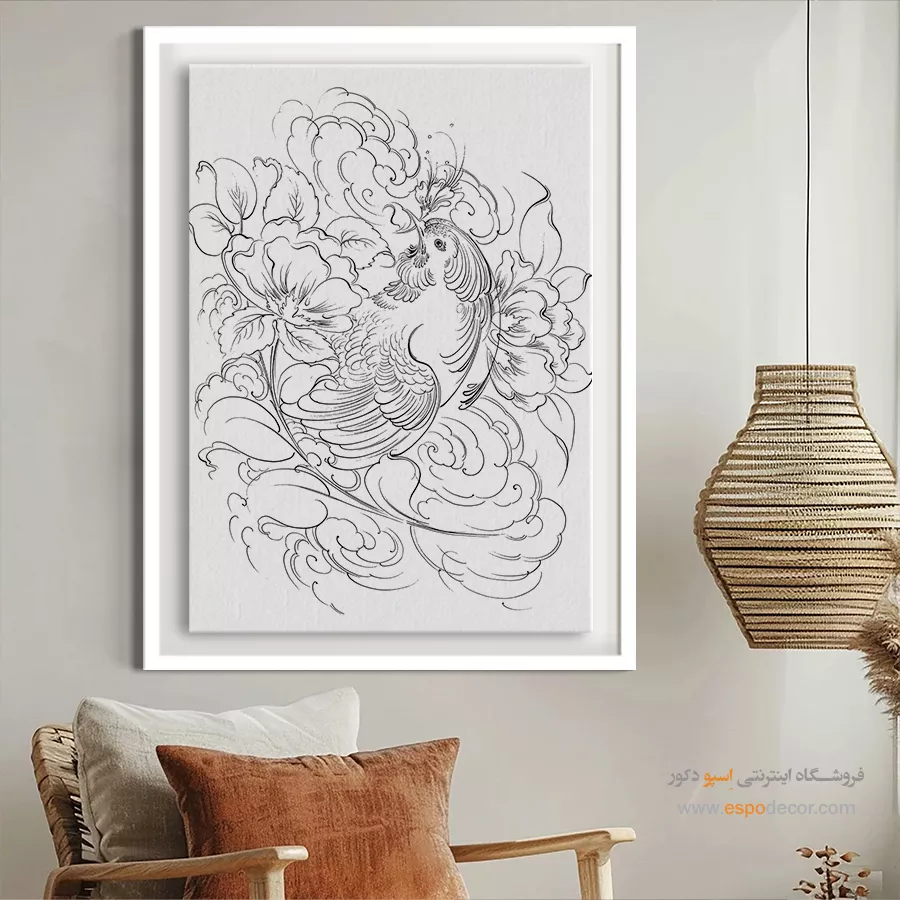 تابلو هنری خطی طرح سنتی - ترکیب – تابلو مینیاتور خطی - اسپو دکور