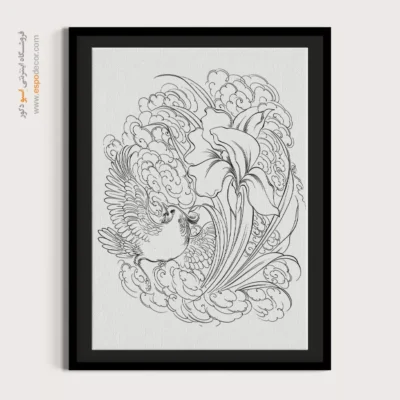 تابلو دکوراتیو خطی با سبک ایرانی - صباحت – تابلو مینیاتور خطی - اسپو دکور