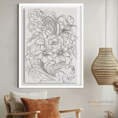 تابلو مینیاتور خطی با سبک ایرانی - فروزانه – تابلو مینیاتور خطی - اسپو دکور