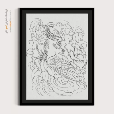 تابلو طراحی دستی با قاب مینیمال - شب‌چهر – تابلو مینیاتور خطی - اسپو دکور