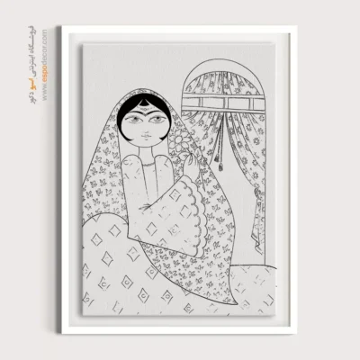 تابلو طراحی دستی با طراحی ظریف - سپهرنگ – تابلو مینیاتور خطی - اسپو دکور