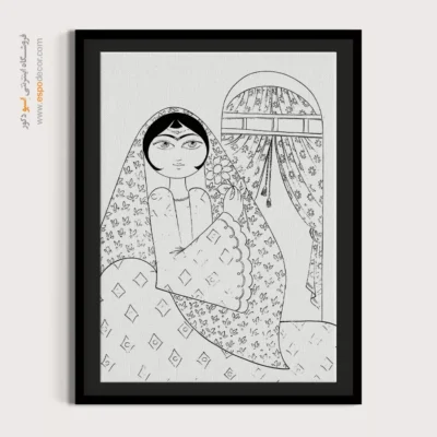 تابلو طراحی دستی با طراحی ظریف - سپهرنگ – تابلو مینیاتور خطی - اسپو دکور