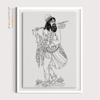 تابلو نقاشی سیاه و سفید برای سالن نشیمن - مه‌چهر – تابلو مینیاتور خطی - اسپو دکور