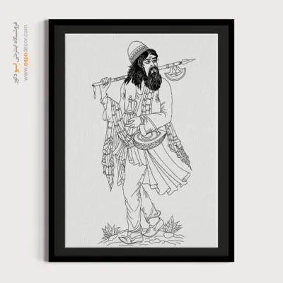 تابلو نقاشی سیاه و سفید برای سالن نشیمن - مه‌چهر – تابلو مینیاتور خطی - اسپو دکور