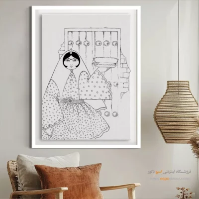 تابلو با طرح ایرانی آرامشبخش - هنرشید – تابلو مینیاتور خطی - اسپو دکور