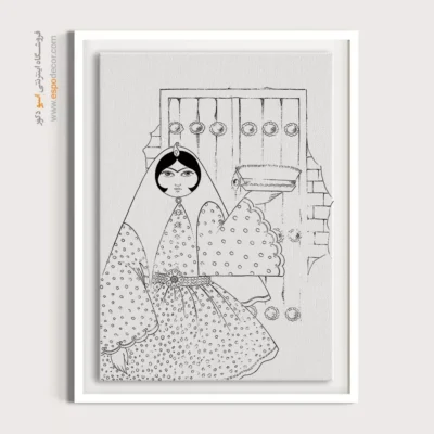 تابلو با طرح ایرانی آرامش‌بخش - هنرشید – تابلو مینیاتور خطی - اسپو دکور