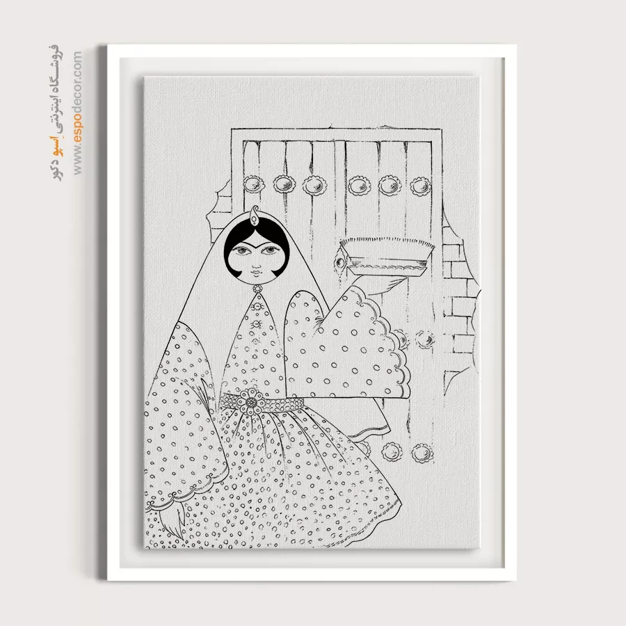 تابلو با طرح ایرانی آرامشبخش - هنرشید – تابلو مینیاتور خطی - اسپو دکور