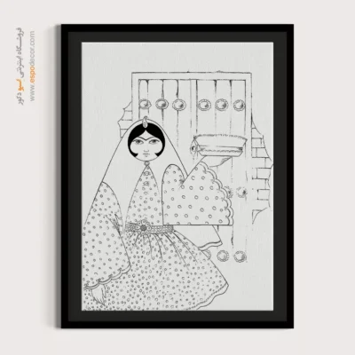 تابلو با طرح ایرانی آرامشبخش - هنرشید – تابلو مینیاتور خطی - اسپو دکور