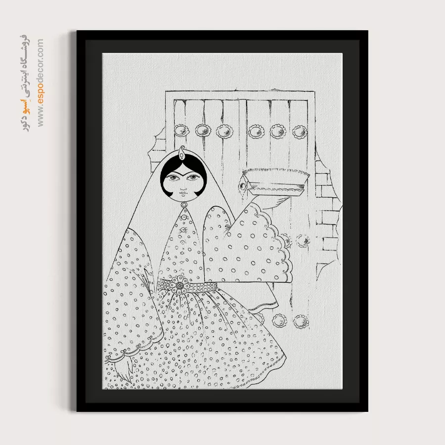 تابلو با طرح ایرانی آرامشبخش - هنرشید – تابلو مینیاتور خطی - اسپو دکور