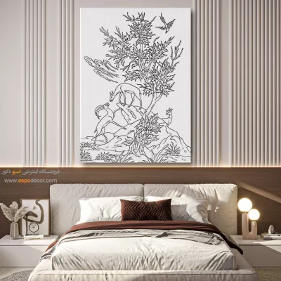 تابلو طراحی دستی خاص و زیبا - نقره‌نگار – تابلو مینیاتور خطی - اسپو دکور
