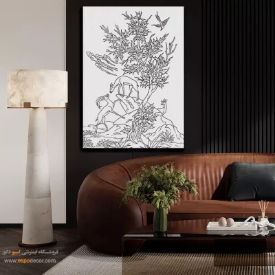 تابلو طراحی دستی خاص و زیبا - نقره‌نگار – تابلو مینیاتور خطی - اسپو دکور