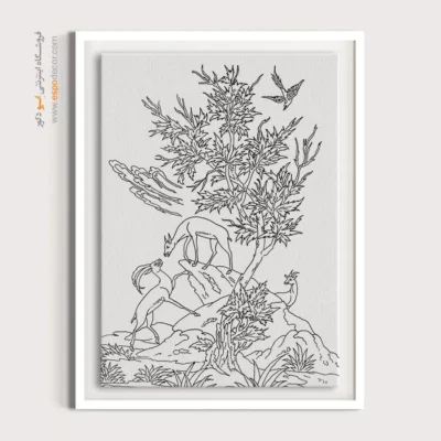 تابلو طراحی دستی خاص و زیبا - نقرهنگار – تابلو مینیاتور خطی - اسپو دکور