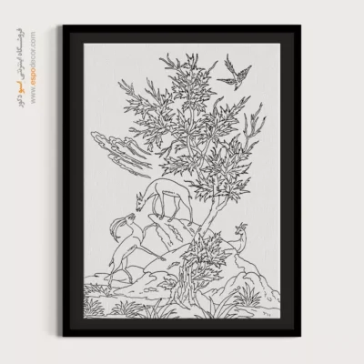 تابلو طراحی دستی خاص و زیبا - نقره‌نگار – تابلو مینیاتور خطی - اسپو دکور