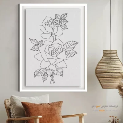 تابلو نقاشی سیاه و سفید با چاپ باکیفیت - زرینه – تابلو مینیاتور خطی - اسپو دکور