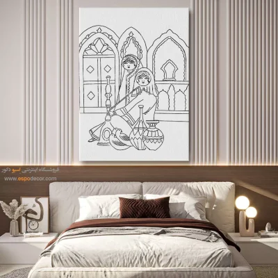 تابلو هنری خطی دست‌ساز ایرانی - چشم‌نگار – تابلو مینیاتور خطی - اسپو دکور