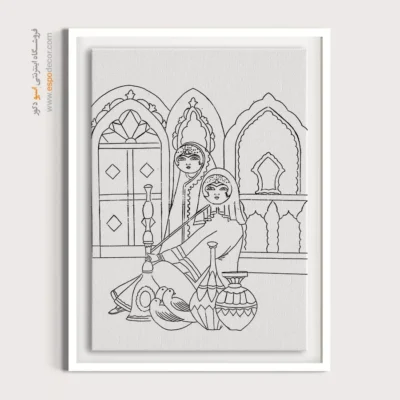 تابلو هنری خطی دست‌ساز ایرانی - چشم‌نگار – تابلو مینیاتور خطی - اسپو دکور