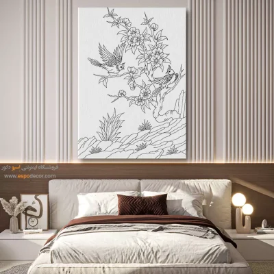 تابلو با طرح ایرانی با طراحی ظریف - ماناخط – تابلو مینیاتور خطی - اسپو دکور