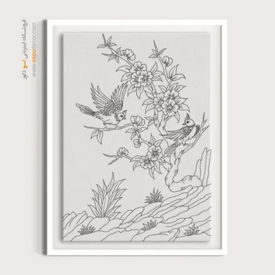 تابلو با طرح ایرانی با طراحی ظریف - مانا‌خط – تابلو مینیاتور خطی - اسپو دکور