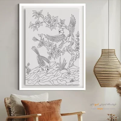 تابلو دکوراتیو خطی با طراحی ظریف - کماندار – تابلو مینیاتور خطی - اسپو دکور