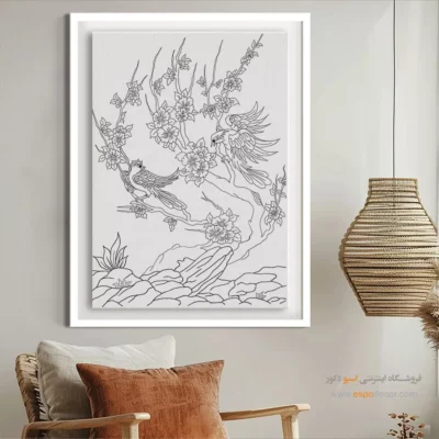 تابلو با طرح ایرانی سبک کلاسیک - رها‌نگار – تابلو مینیاتور خطی - اسپو دکور