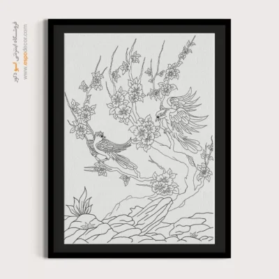 تابلو با طرح ایرانی سبک کلاسیک - رها‌نگار – تابلو مینیاتور خطی - اسپو دکور