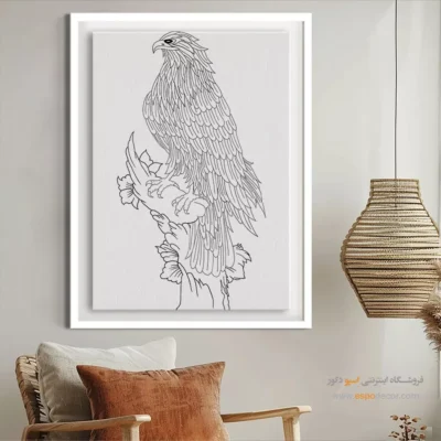 تابلو نقاشی سیاه و سفید طرح سنتی - نوراژه – تابلو مینیاتور خطی - اسپو دکور