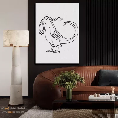 تابلو با طرح ایرانی دیواری هنری - فروزانه – تابلو مینیاتور خطی - اسپو دکور