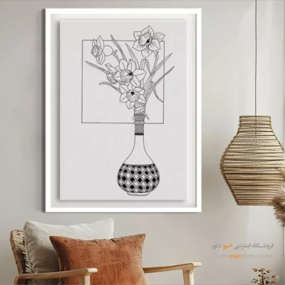 تابلو طراحی دستی سبک سنتی - نقش‌جان – تابلو مینیاتور خطی - اسپو دکور