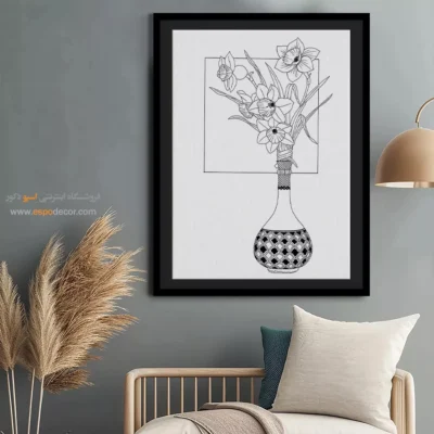 تابلو طراحی دستی سبک سنتی - نقش‌جان – تابلو مینیاتور خطی - اسپو دکور