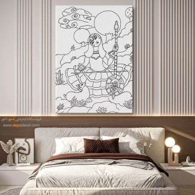 تابلو هنری خطی برای اتاق خواب - شیرین – تابلو مینیاتور خطی - اسپو دکور