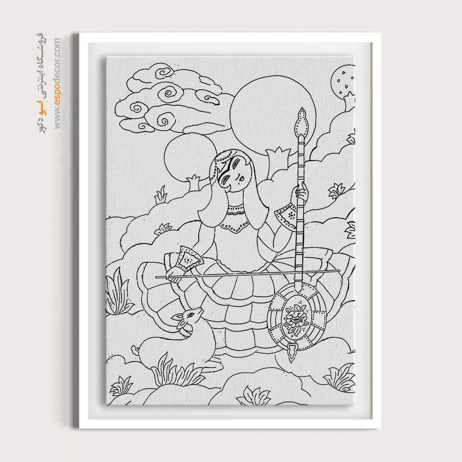 تابلو هنری خطی برای اتاق خواب - شیرین – تابلو مینیاتور خطی - اسپو دکور